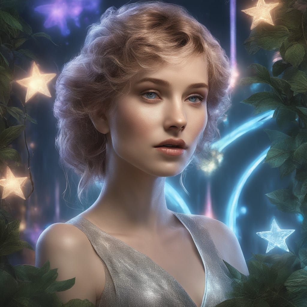 Ethereal Sci-Fi Forest in Vibrant Triadic Colors