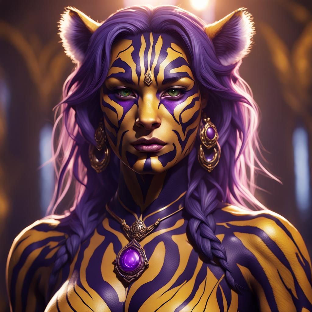 Tiger Woman Hybrid in Dark Fantasy Style