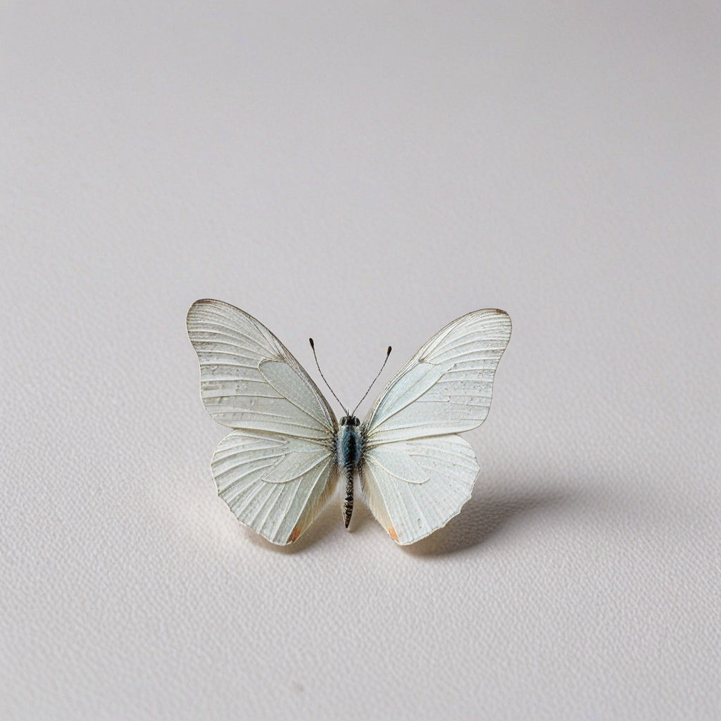 Ethereal White Butterfly on Pale Pastel Background