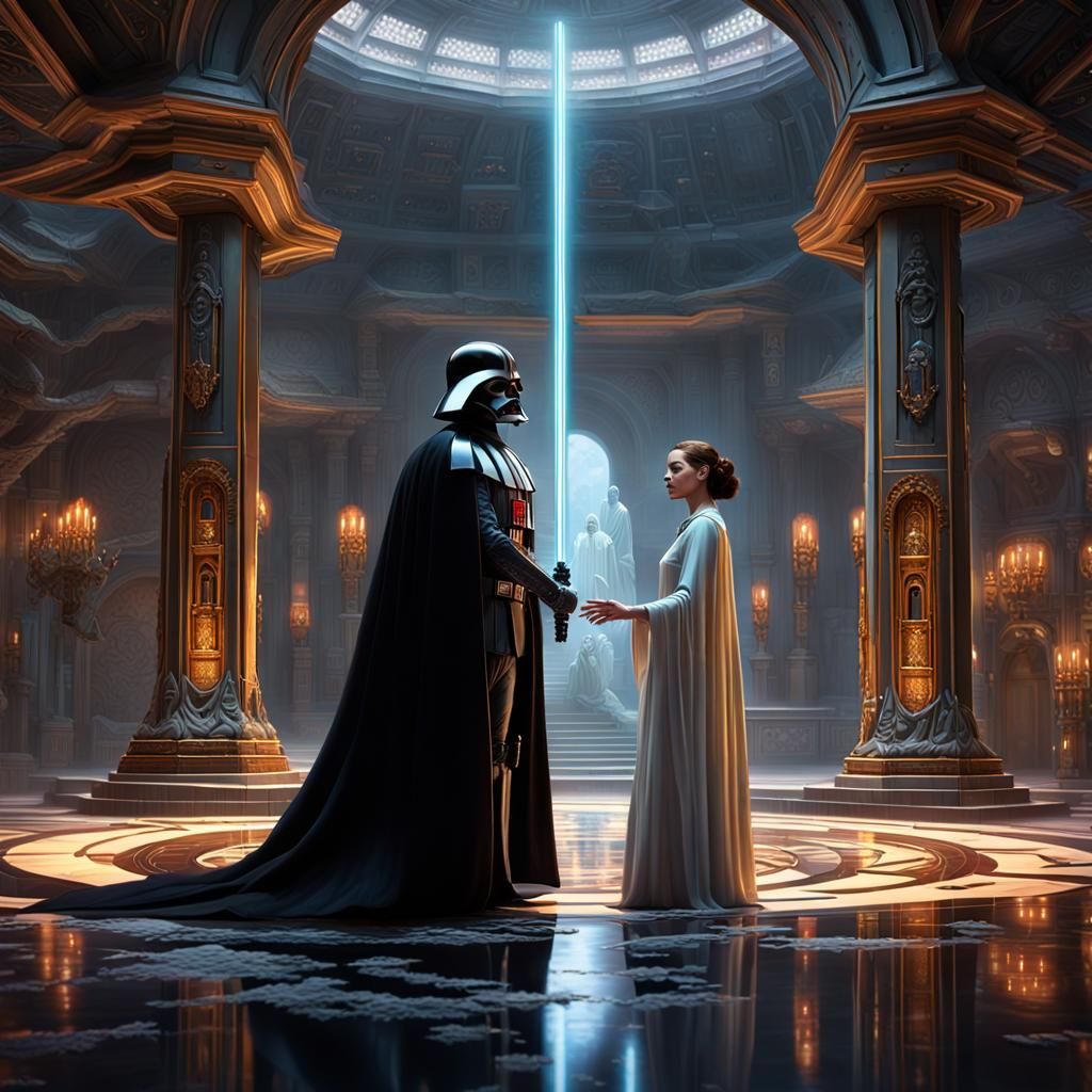 Padme Comforts Darth Vader: Dark Fantasy Concept Art