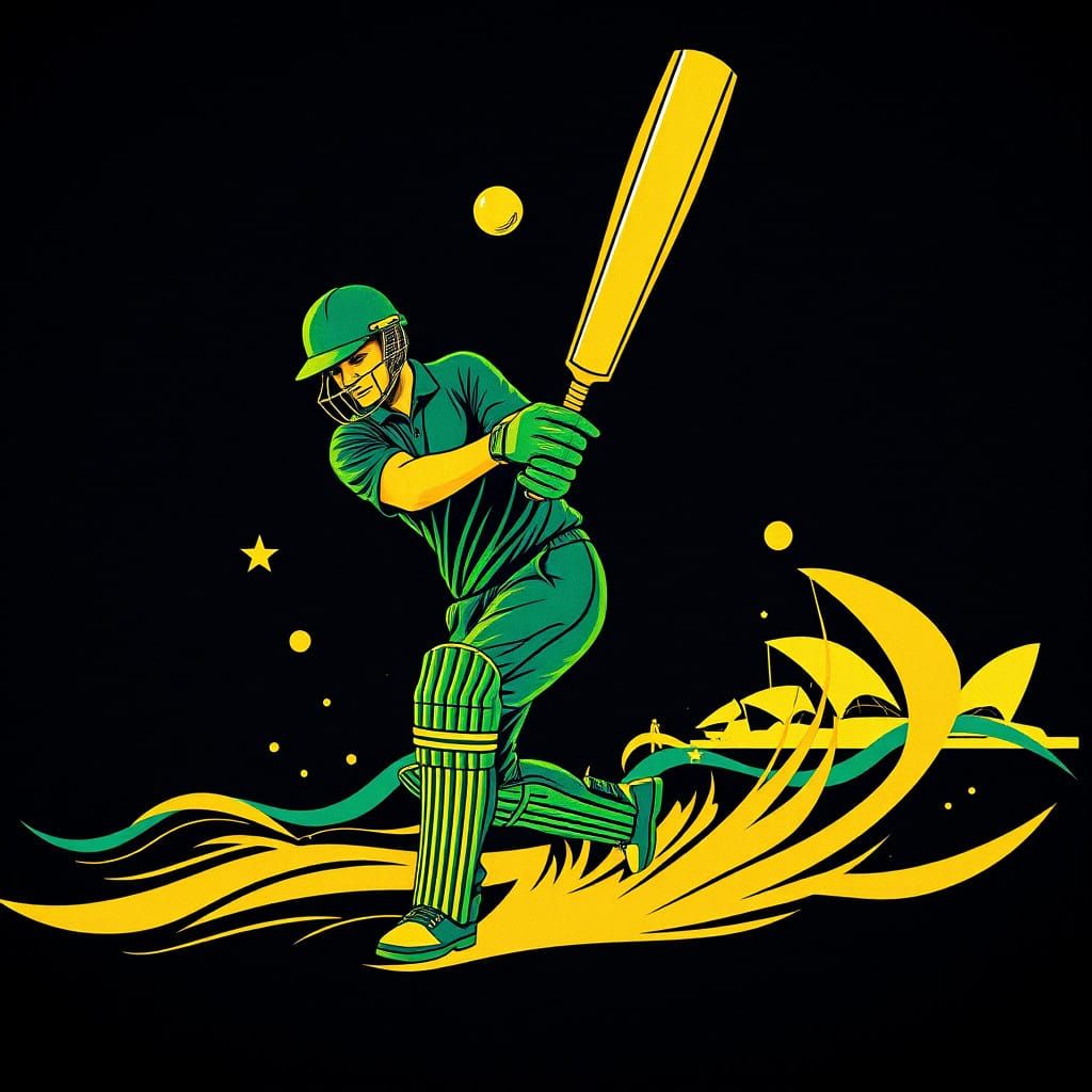 Bold Australian Cricket Design with Coastal Flair