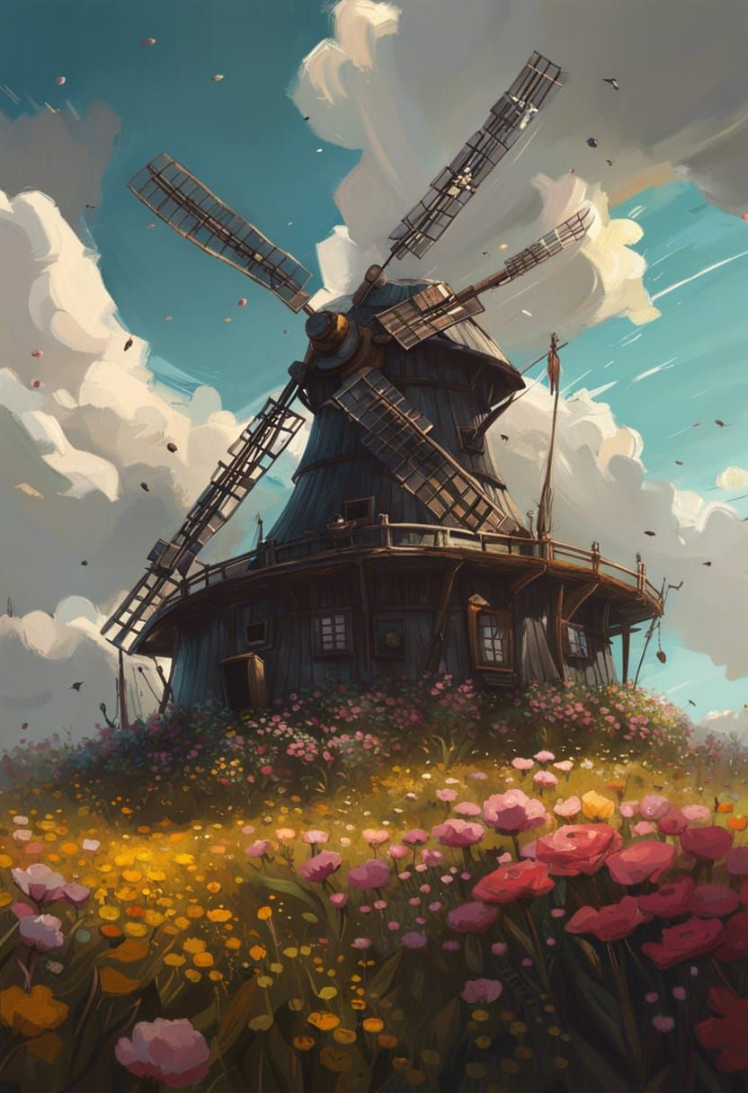 Fantasy Windmill with Cinematic Lighting and Details