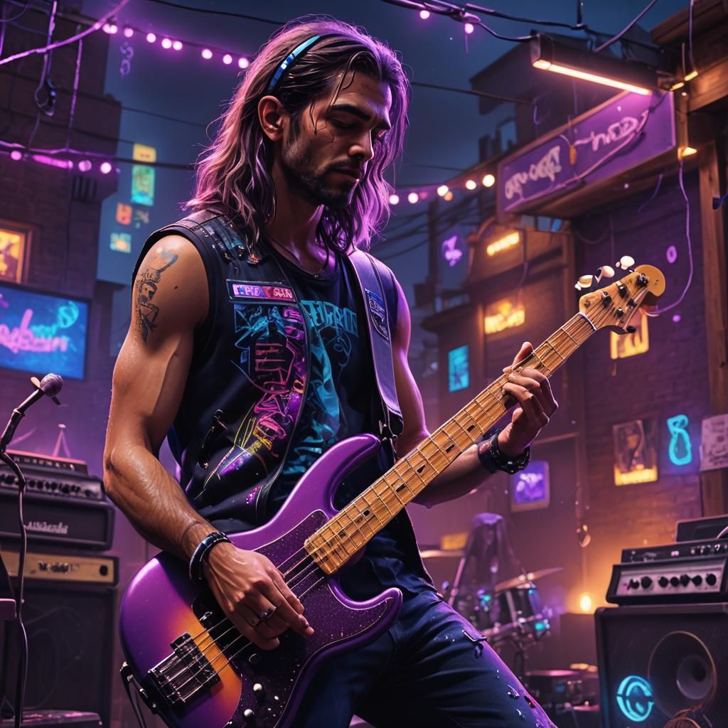 Backyard Rockband Under Megacity Neon Lights