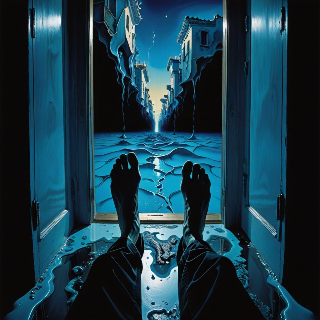 Surreal Plasma Void Doorway in Electric Blue Hues