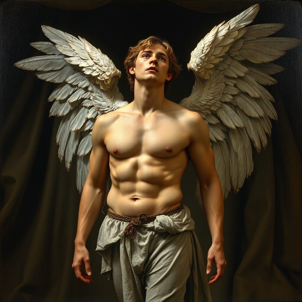 Chiseled Angel in Warm, Golden Light