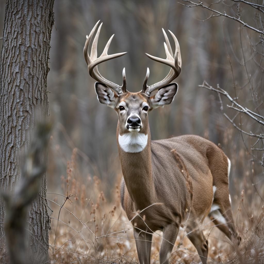 Whitetail Buck with Spiral Horns and Razor Teeth