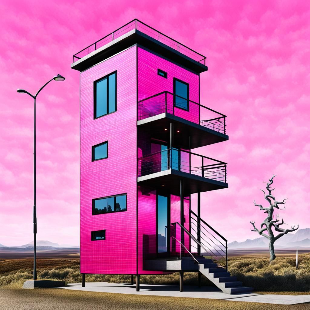 Solar Punk Pink Tower: A Sustainable Future