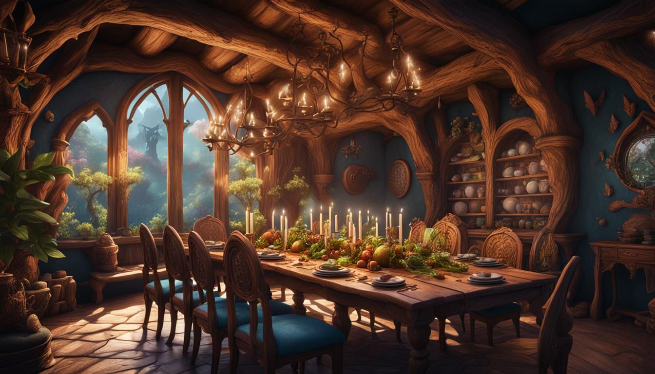 Fairy House Dining Room in Detailed Matte Painting