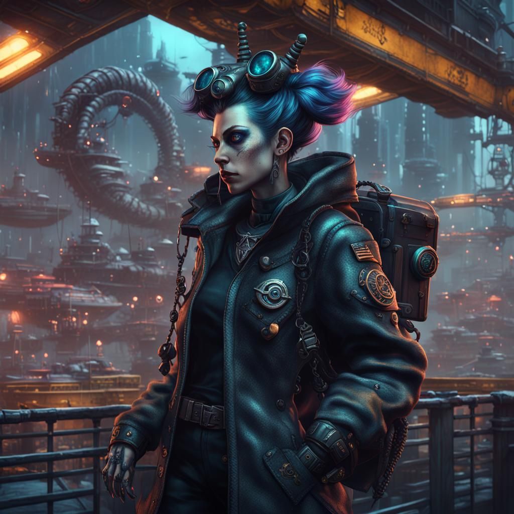 Lovecraftian Cyberpunk Goth Skunk Sailor