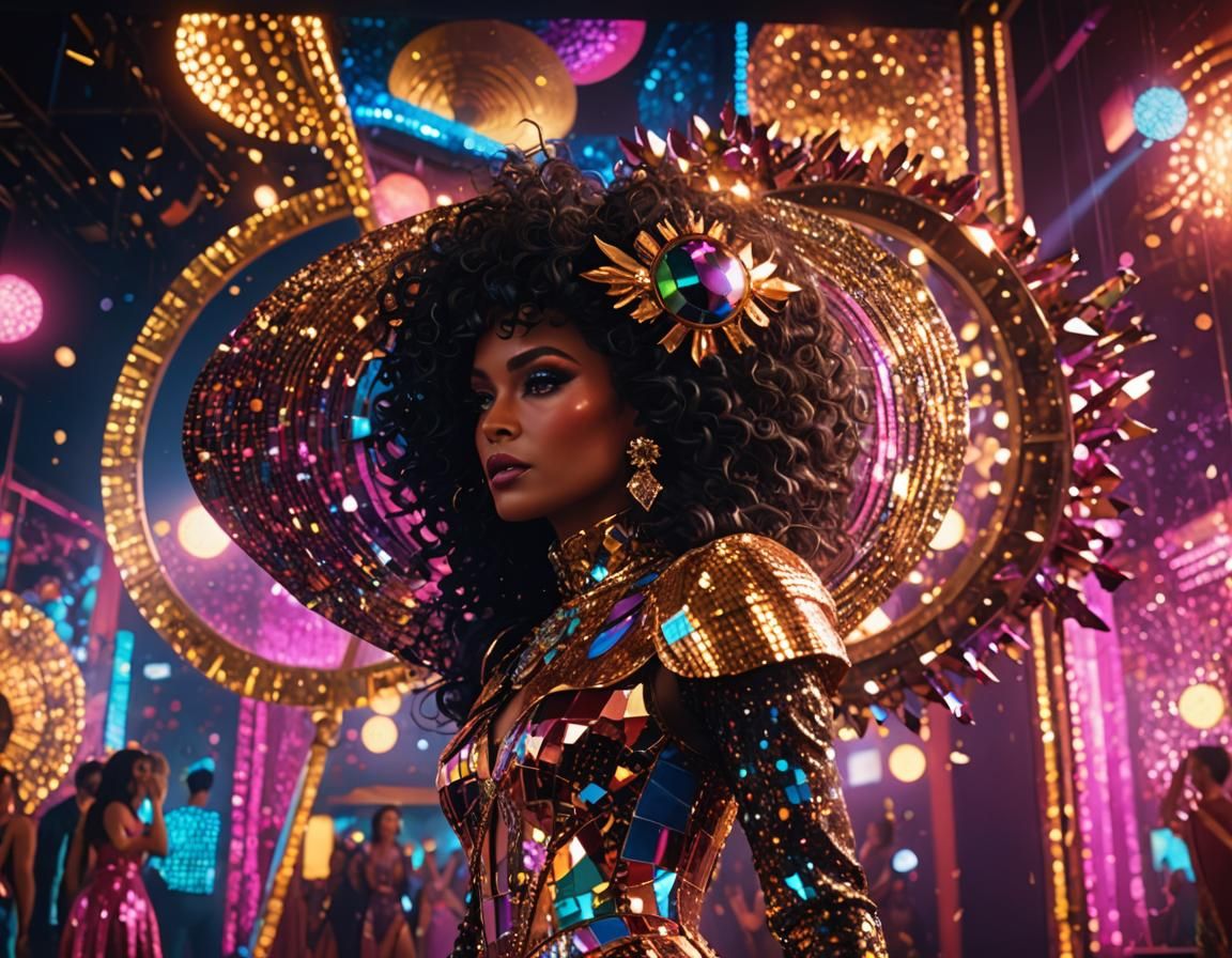 70s Disco Queen: Glitter Glam in Digital Art