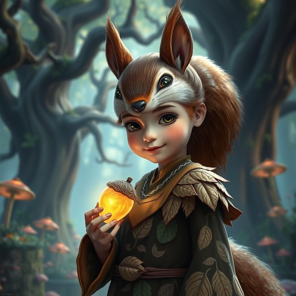 Squirrel-Faced Girl in Enchanted Forest Concept Art