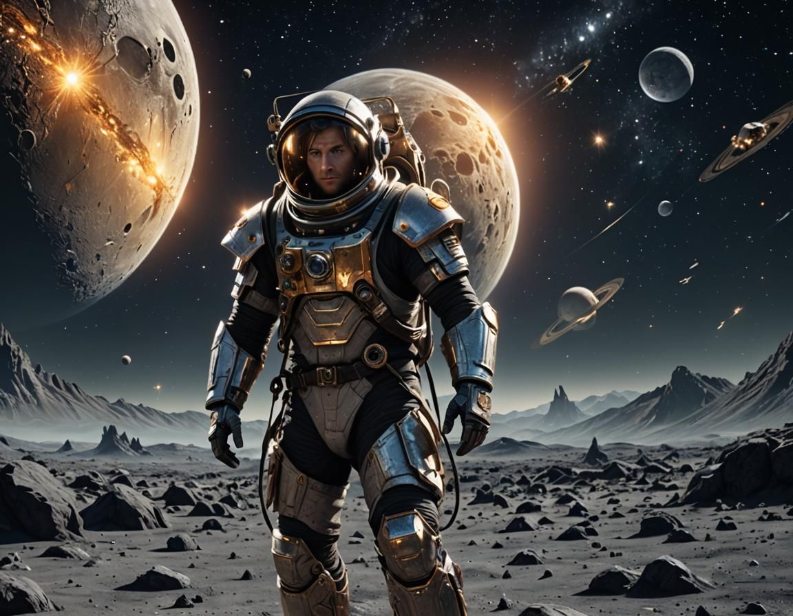 LOTR Elf Astronaut on Moon in 3D