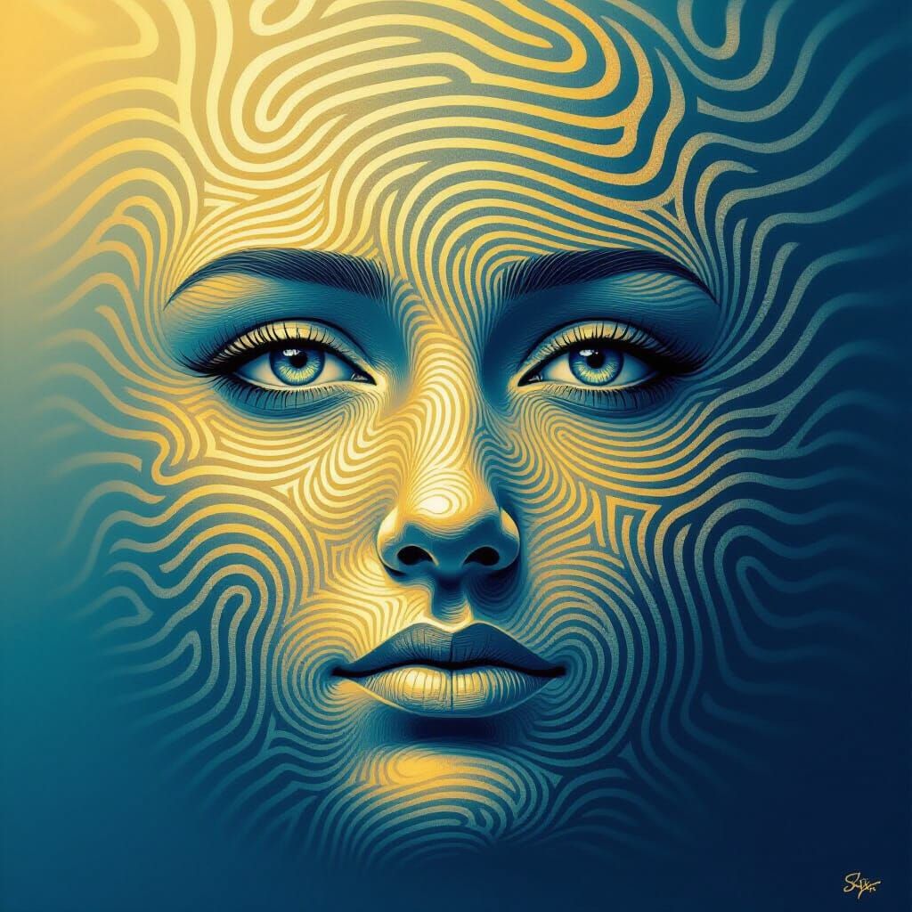 Fingerprint Face in Ethereal Glow Style