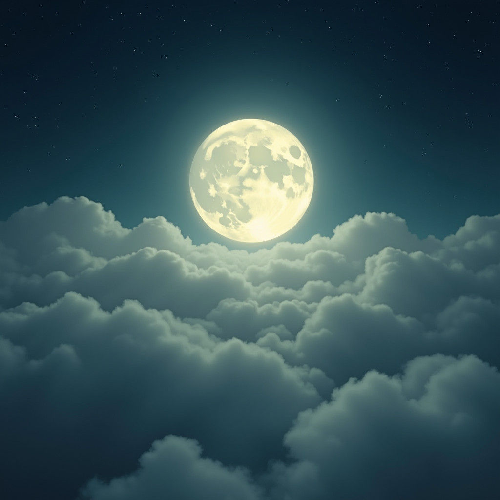 Ethereal Full Moon in Surreal Dreamscape