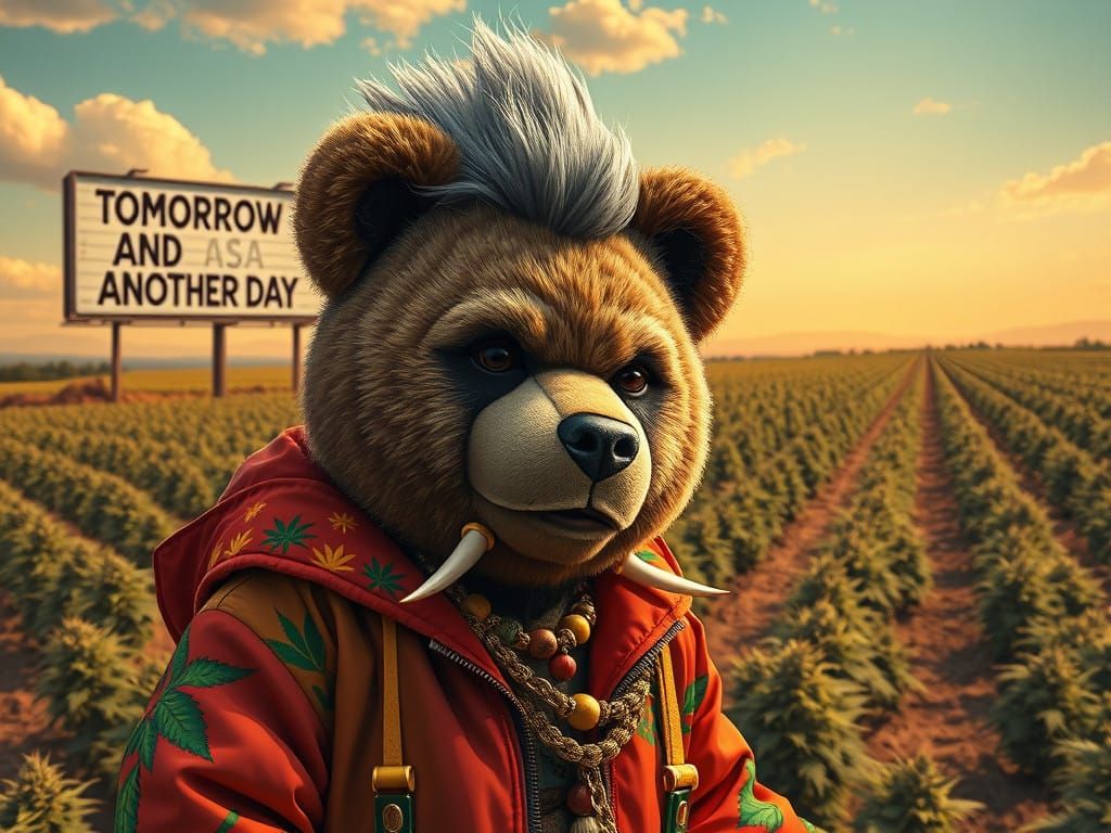 a surreal-style xubist art teddy bear