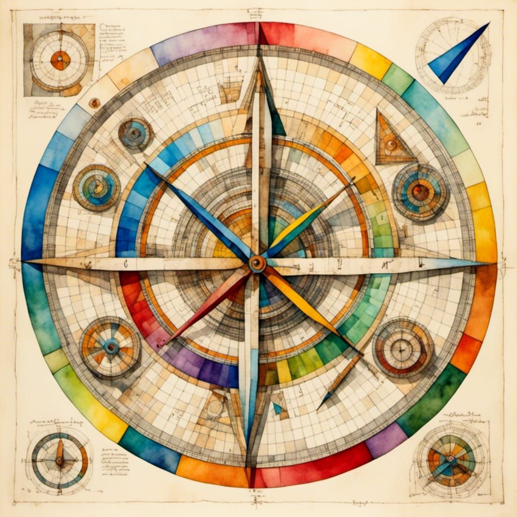 Geometric Knolling in Cubist Watercolor