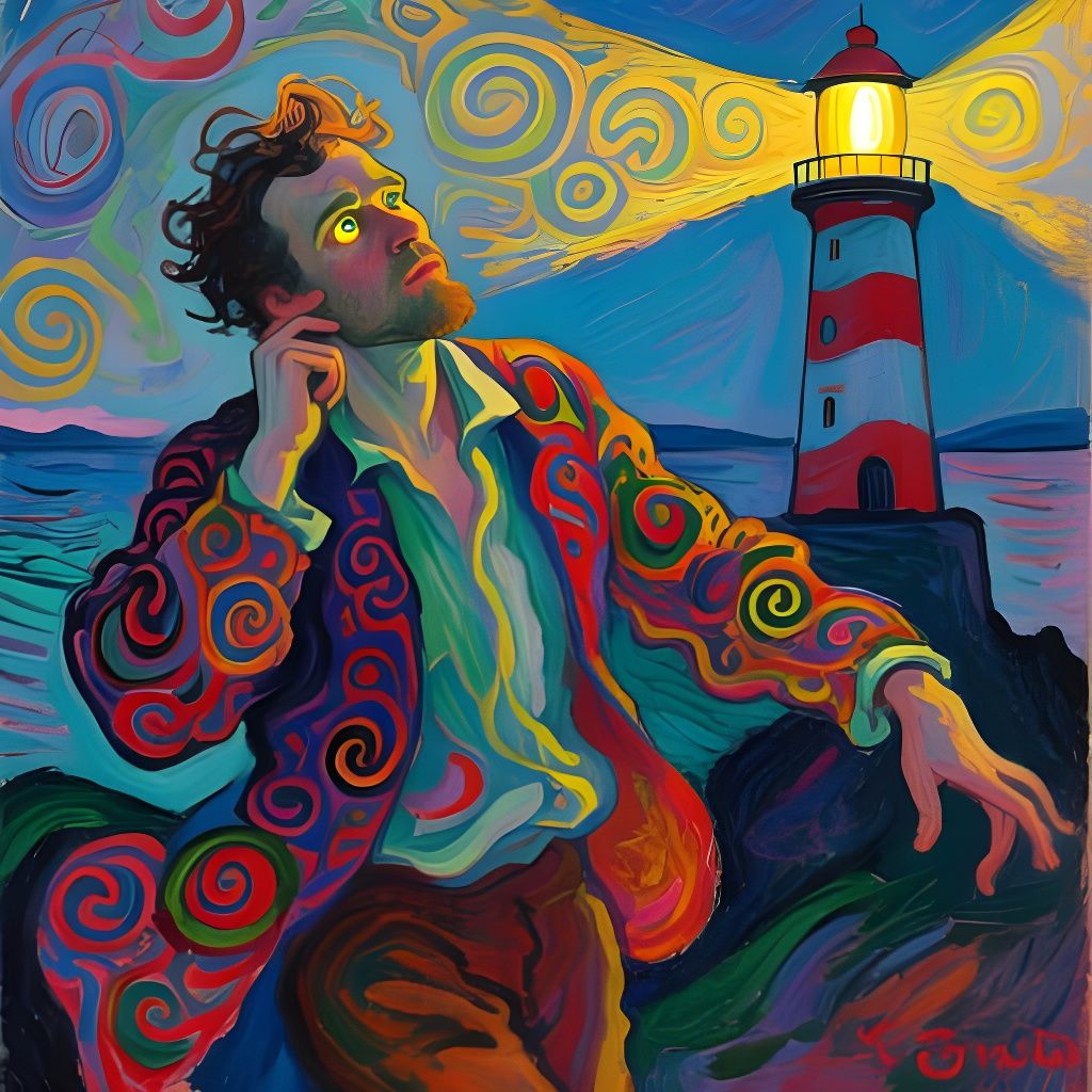 Expressive Man Dancing with Inner Light, in Expressionist St...