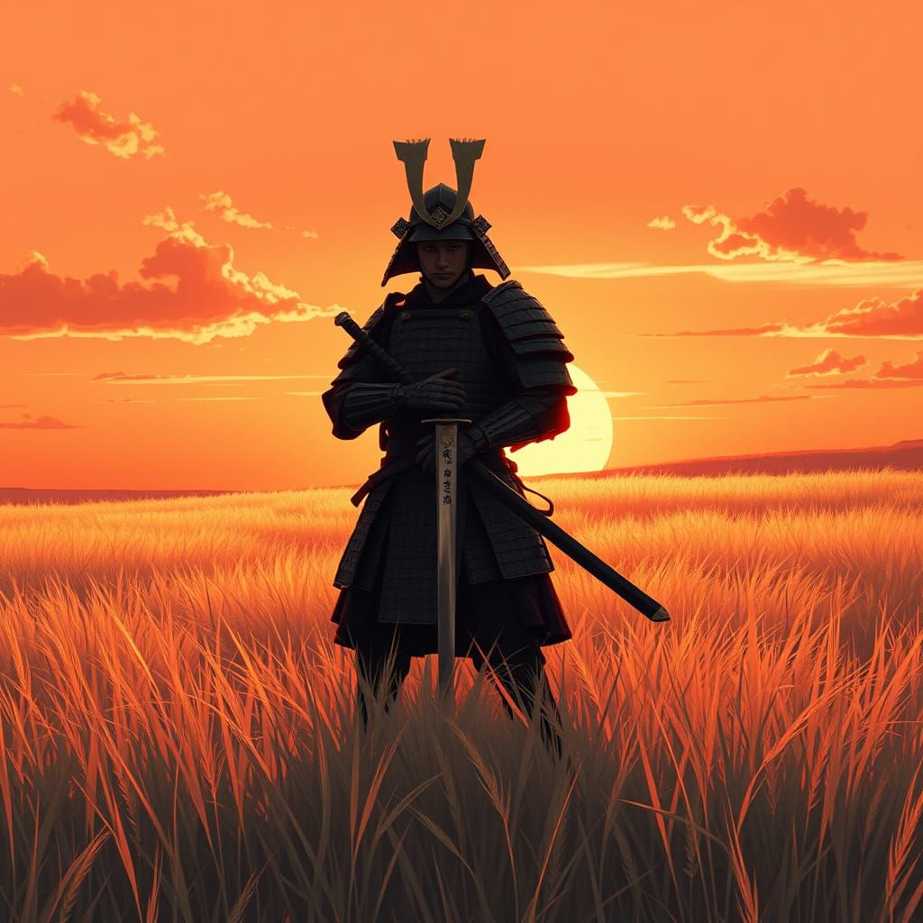 Ronin Samurai in Serene Japanese Landscape