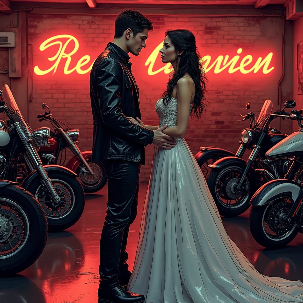 Biker Wedding in Cyberpunk Style