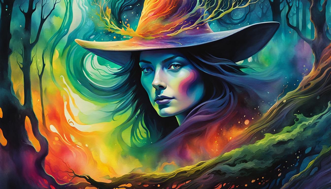 Witch Brewing Ale: Surrealist Concept Art