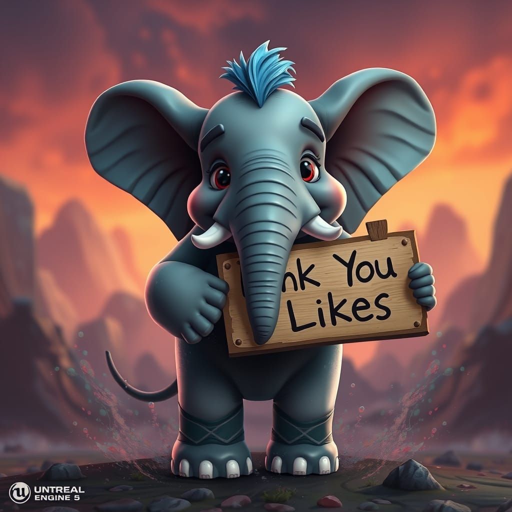 Fantastical Elephant Holding a Sign in a Vibrant, Dreamlike ...