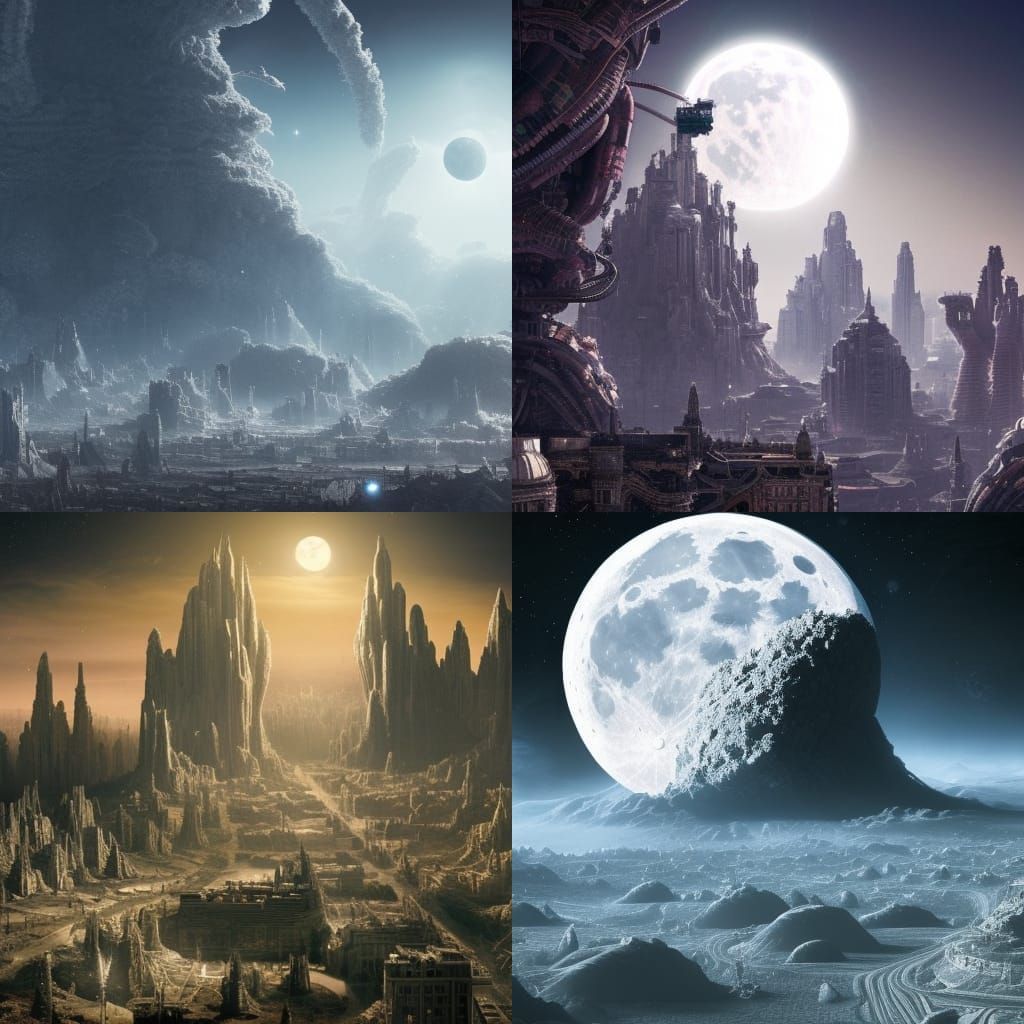 Alien Plants Envelop Lunar City: Digital Matte Painting