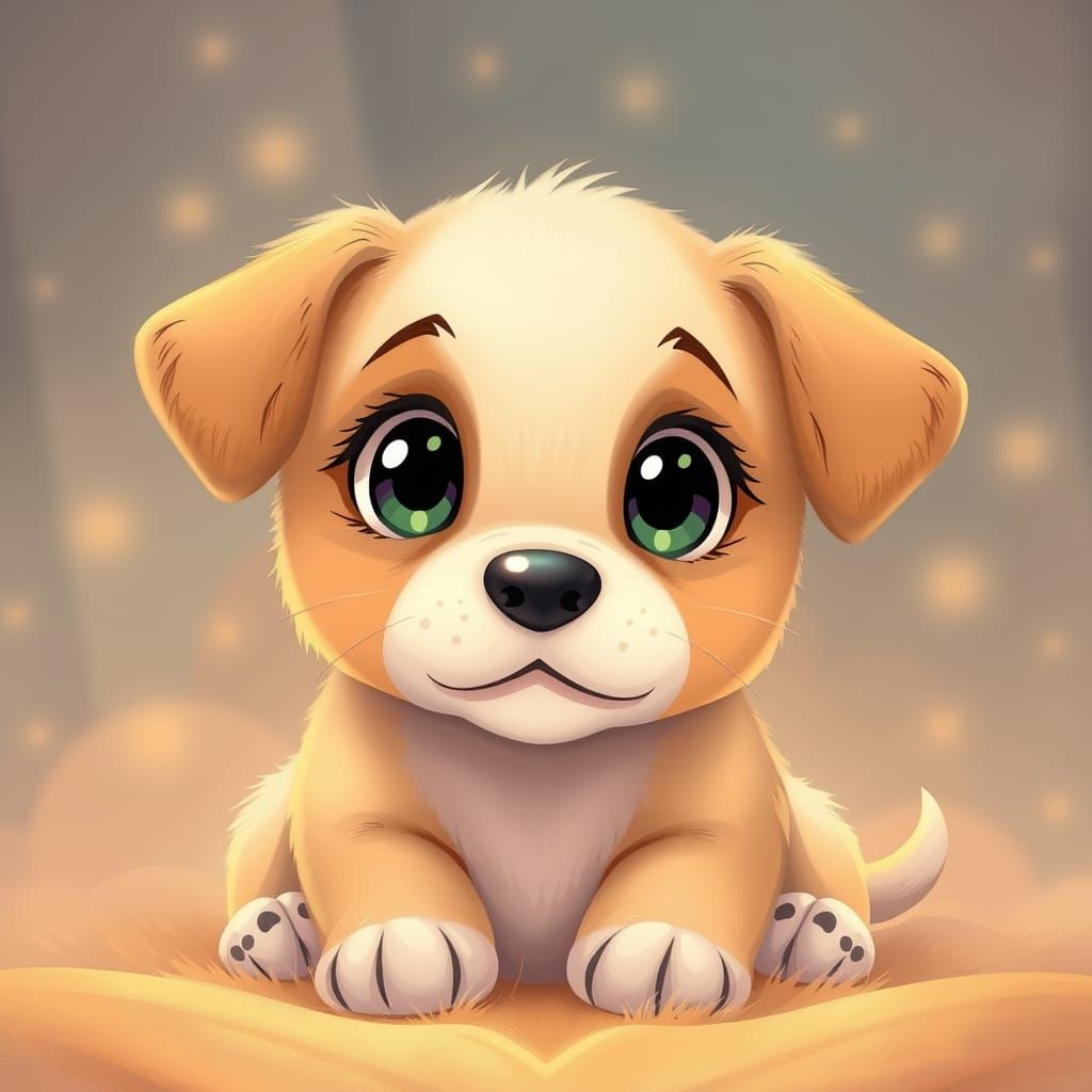 Cute Puppy in Gentle Storybook Illustration Style