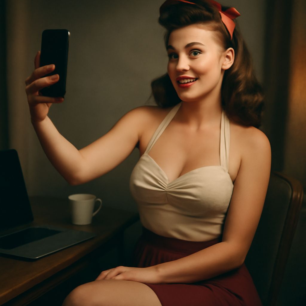 Vintage Pin Up Girl in a Technological Wonderland