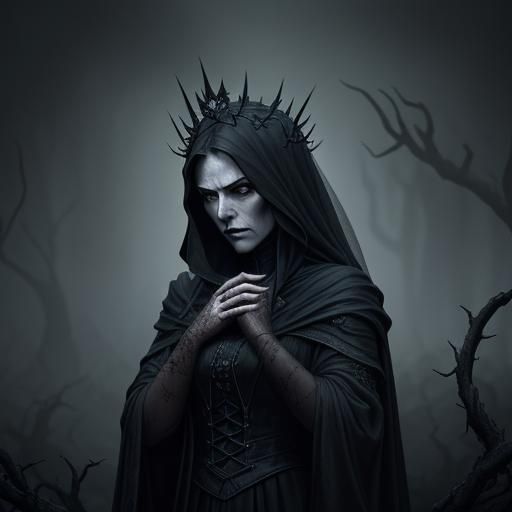 Sorrowful Wraith on Mist-Shrouded Streets: Dark Fantasy