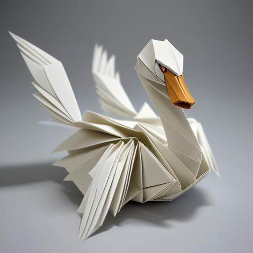 Origami Swan Papercraft in 8K Resolution