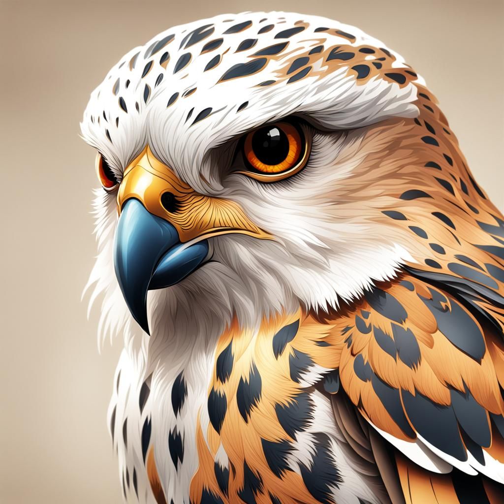 Mystical Kestrel Portrait Illustration in Earth Tones