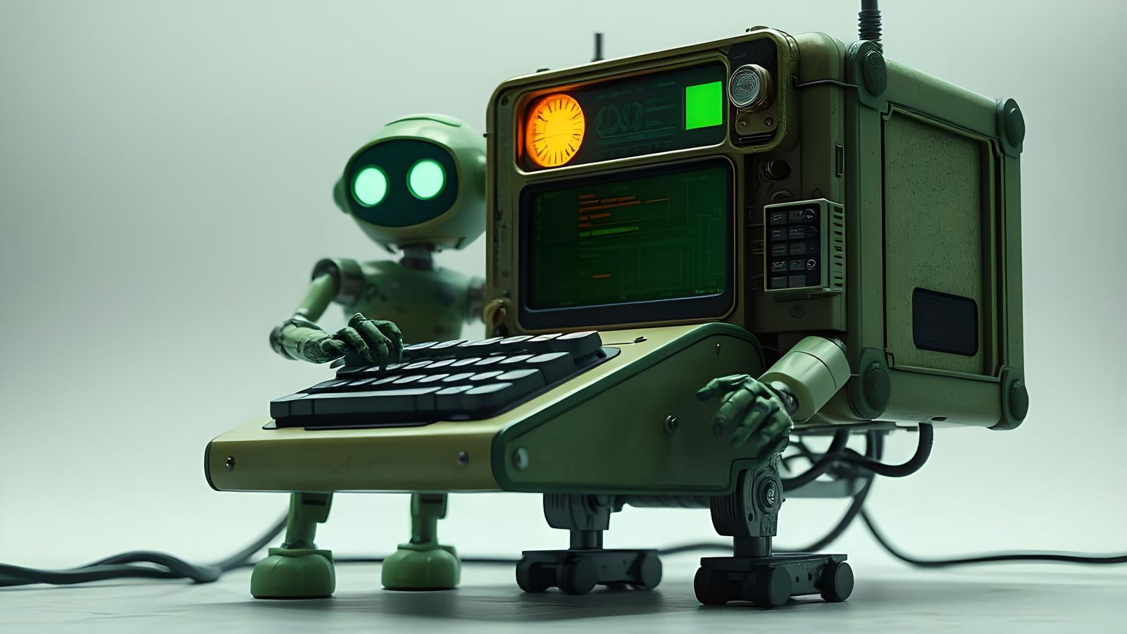 Futuristic Green Robot in Argentscifi Animation Style