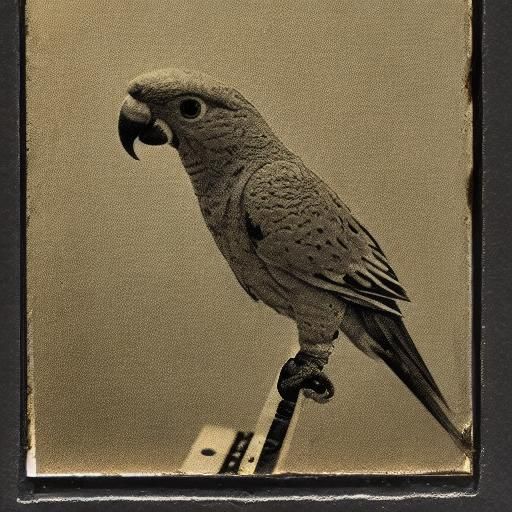 Parrot Smoking Cigar: Daguerreotype Portrait