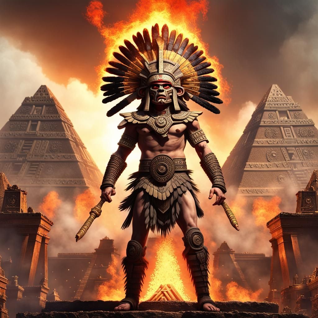 Huitzilopochtli, Aztec God of War in Epic Battle