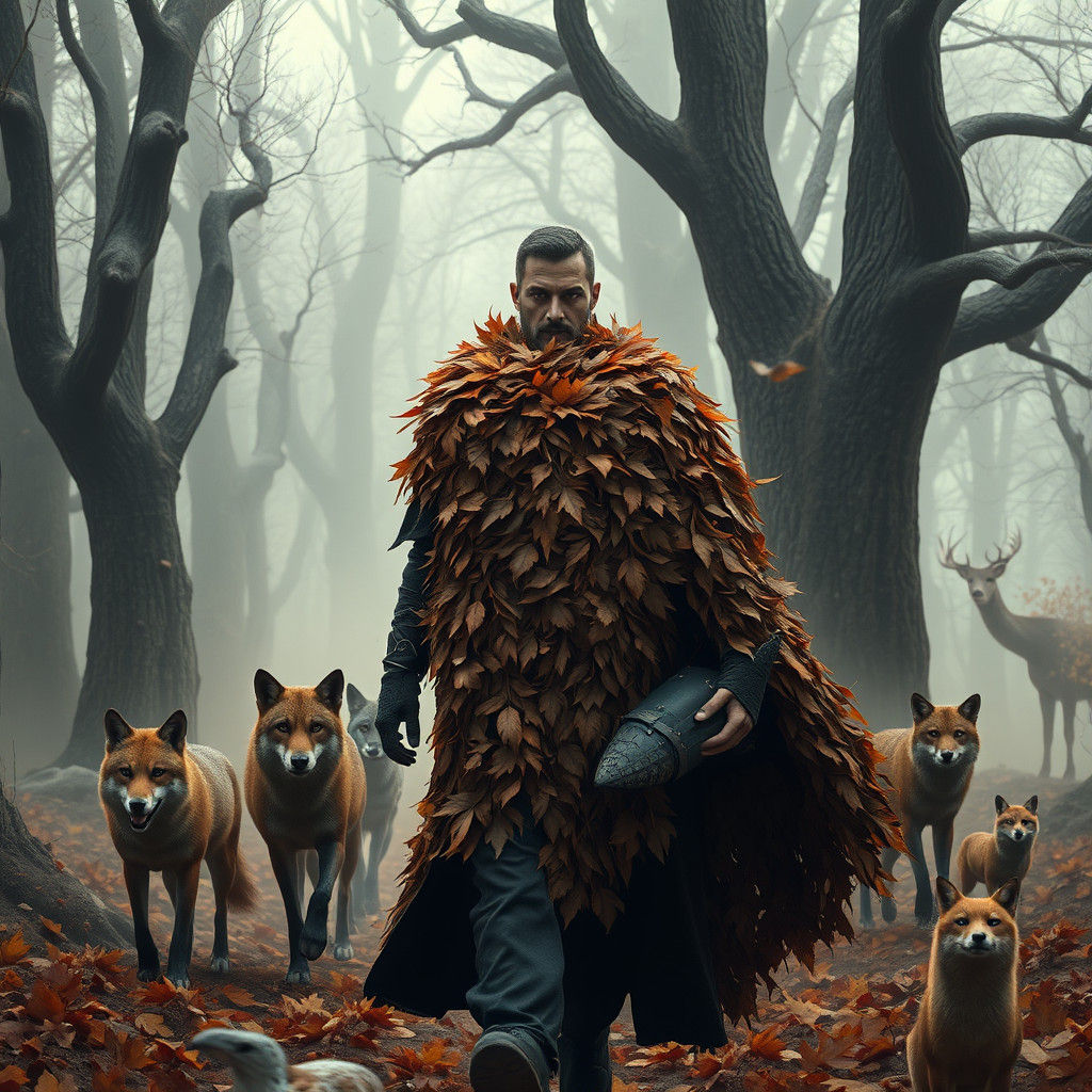 Autumn Cloak Fantasy Forest Procession in Matte Painting Sty...