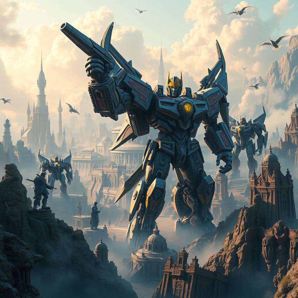 Detailed Transformers Landscape in Matte Painting Style