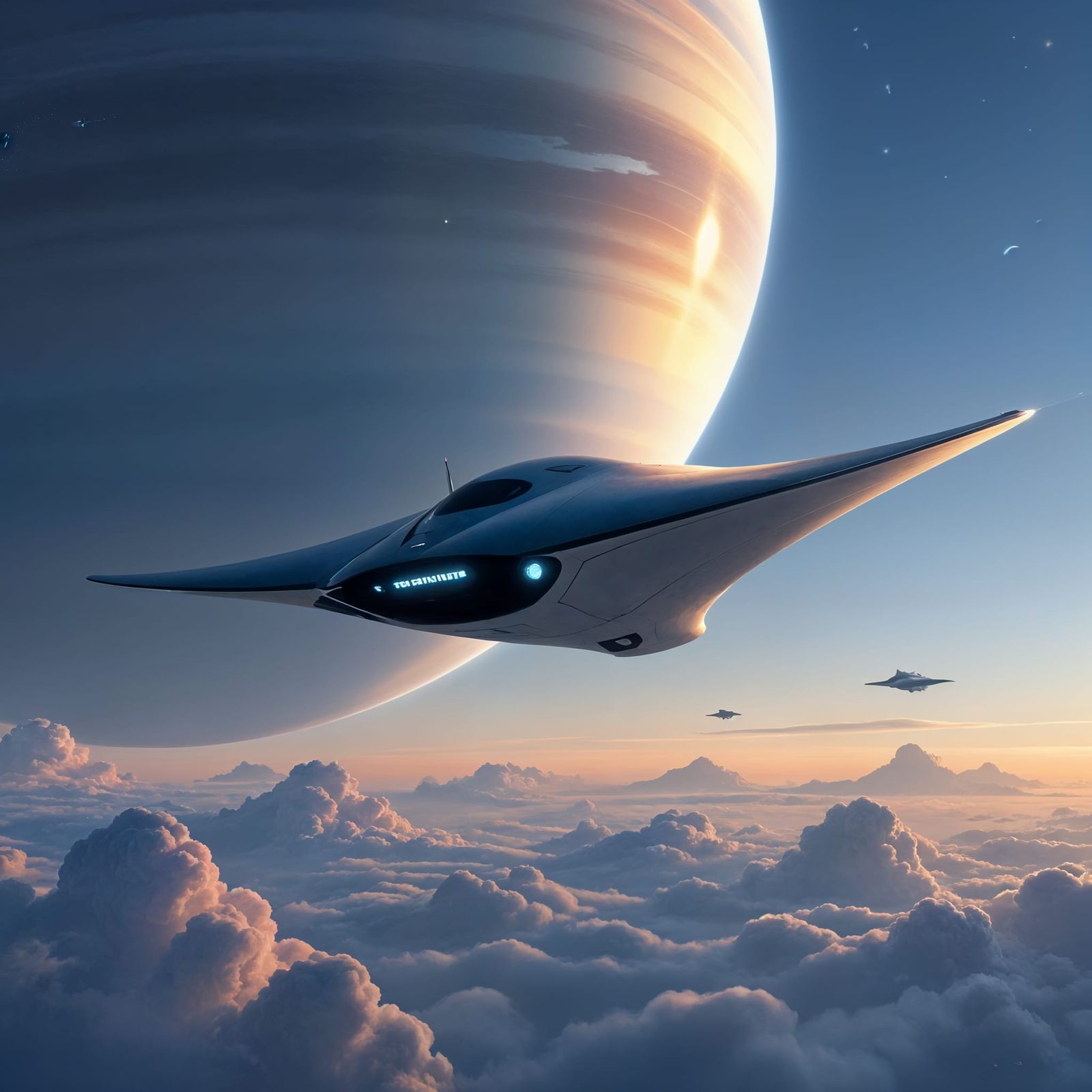 Colossal Sky Manta Gliding Through Gas Giant Atmosphere