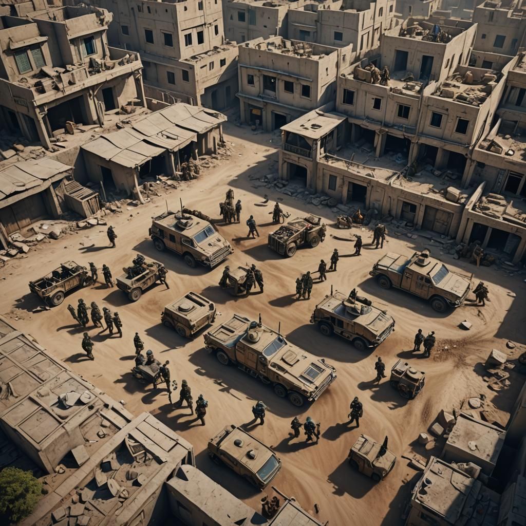 IDF Soldiers Occupy Gaza: Detailed Matte Painting