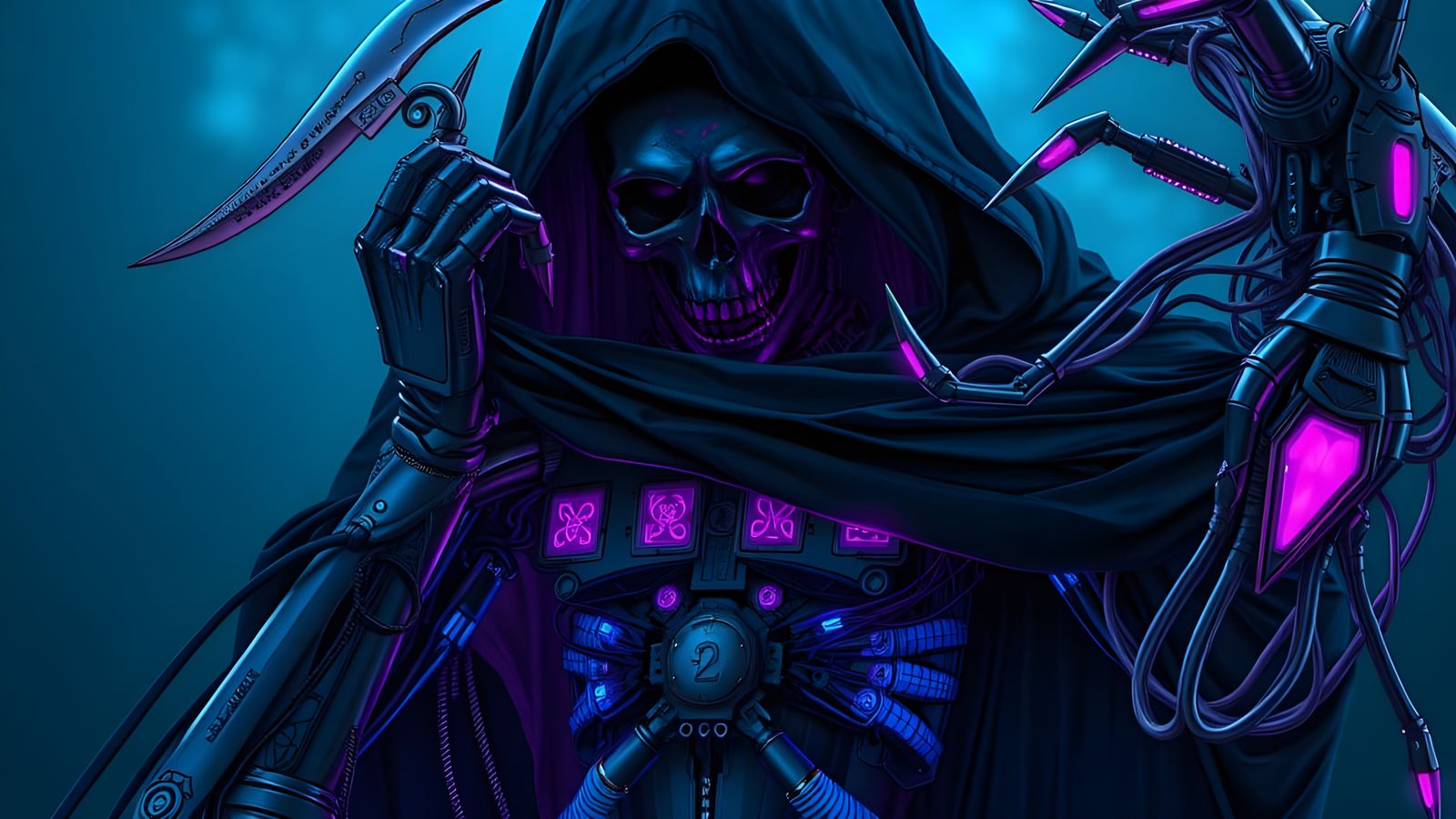 Cyberpunk Anime Grim Reaper Portrait in 3D