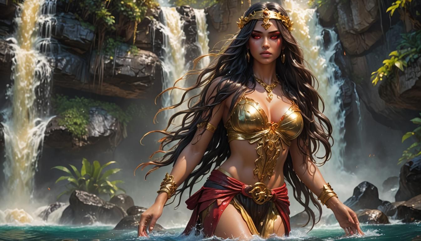 Aphrodite as Latina Goddess in Hyperrealistic Splash Art
