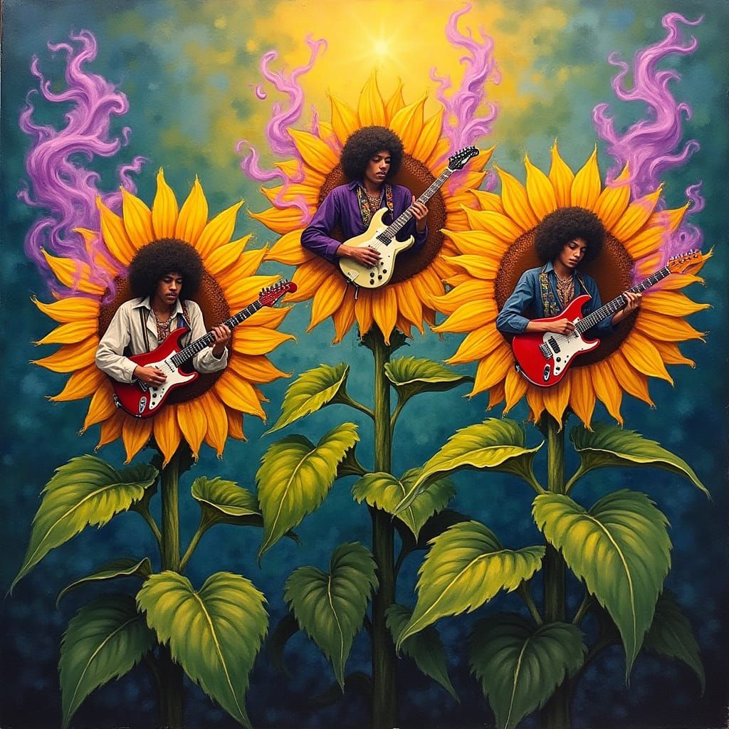 Surreal Sunflowers Host Jimi Hendrix Guitarists in Van Gogh ...