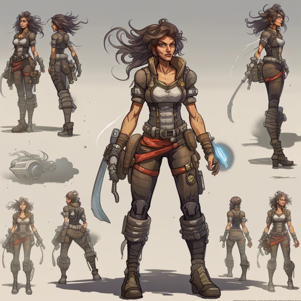 Female Space Pirate Character Sheet in Detail