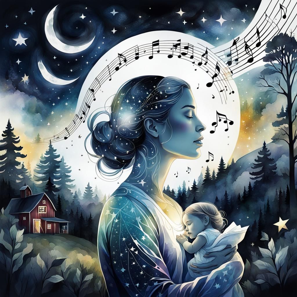 Epic Woman and Child in Watercolor Impasto Style