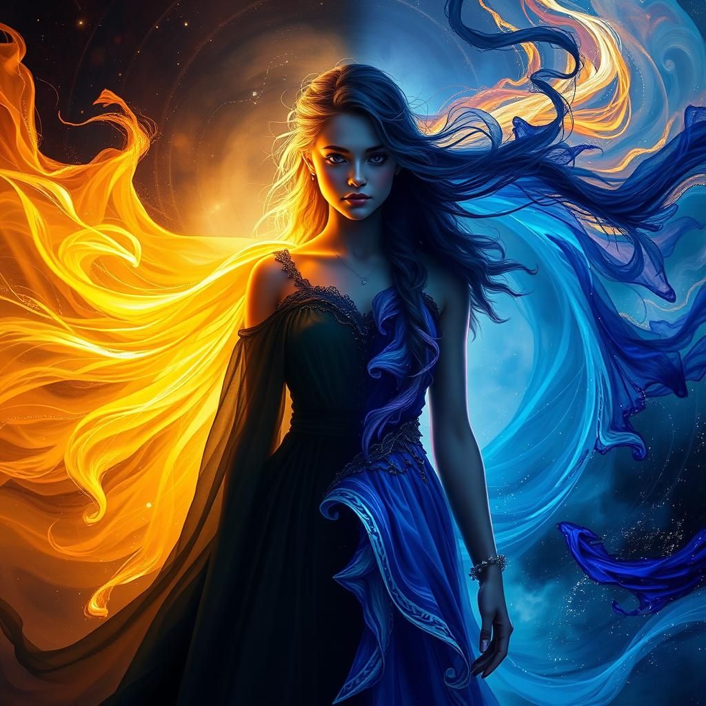 Ethereal Woman in Swirling Colors: Fantasy Concept Art
