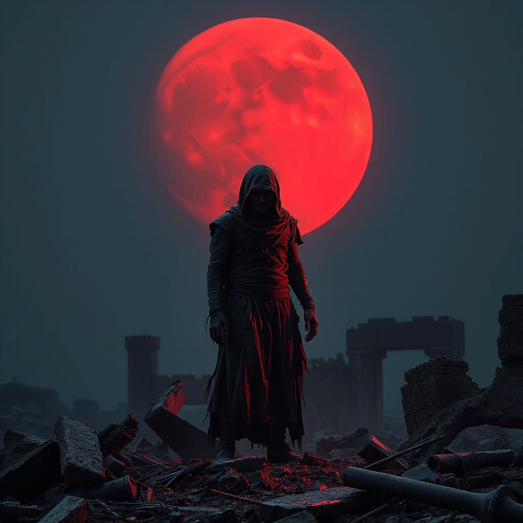 Ominous Figure in Apocalyptic City