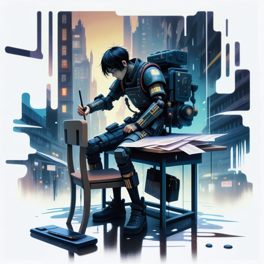 Surreal Diplomatic Scene in Vibrant Watercolor Style