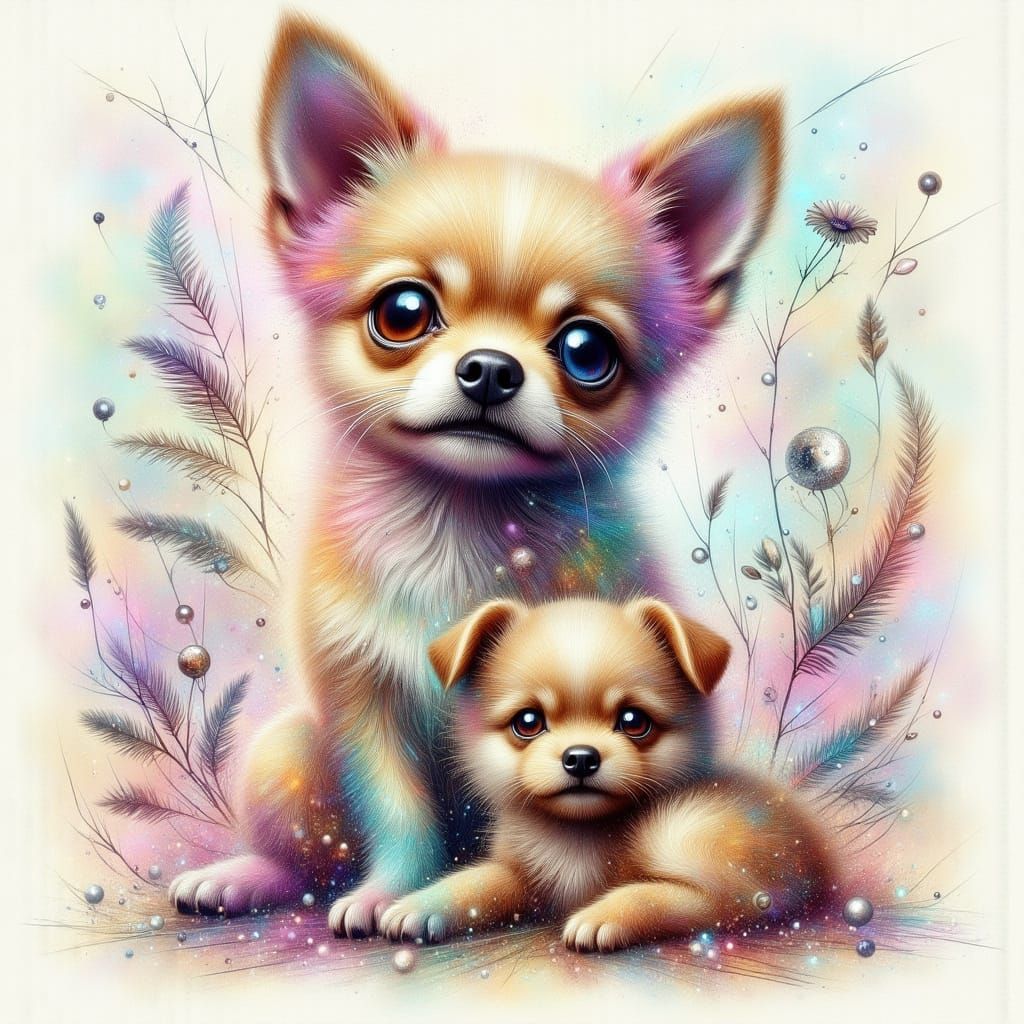 Adorable Chihuahua Puppy with Fluorescent Colors