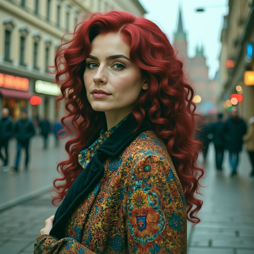 Green-Haired Lady in Moscow, Digital Art