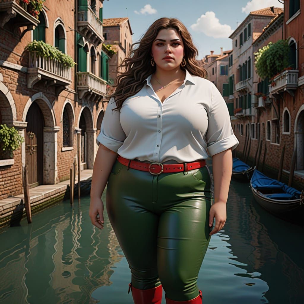 Vibrant Italian Fantasy Maiden in Venice Canals