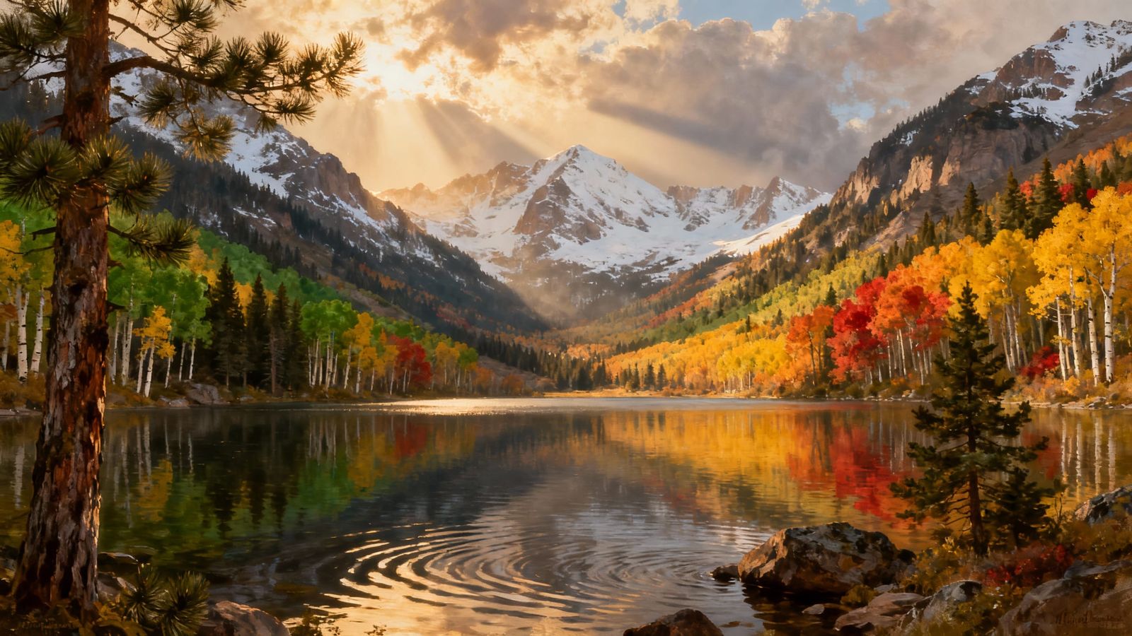 Vibrant Autumn Rockies Landscape Photo